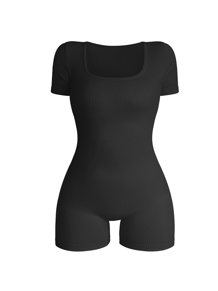 Women's Square Neck Short-Sleeved Jumpsuit