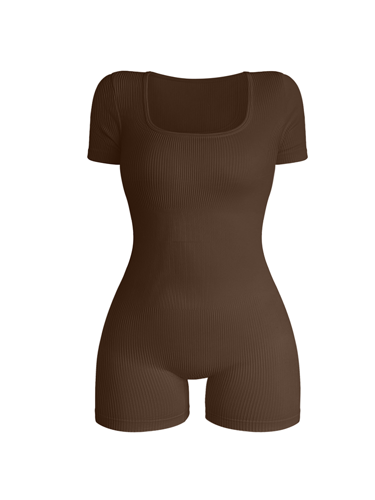 Women's Square Neck Short-Sleeved Jumpsuit