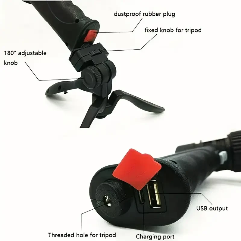 Rechargeable LED Handheld Spotlight Flashlight, High Power LED, 500-1000 Lumen