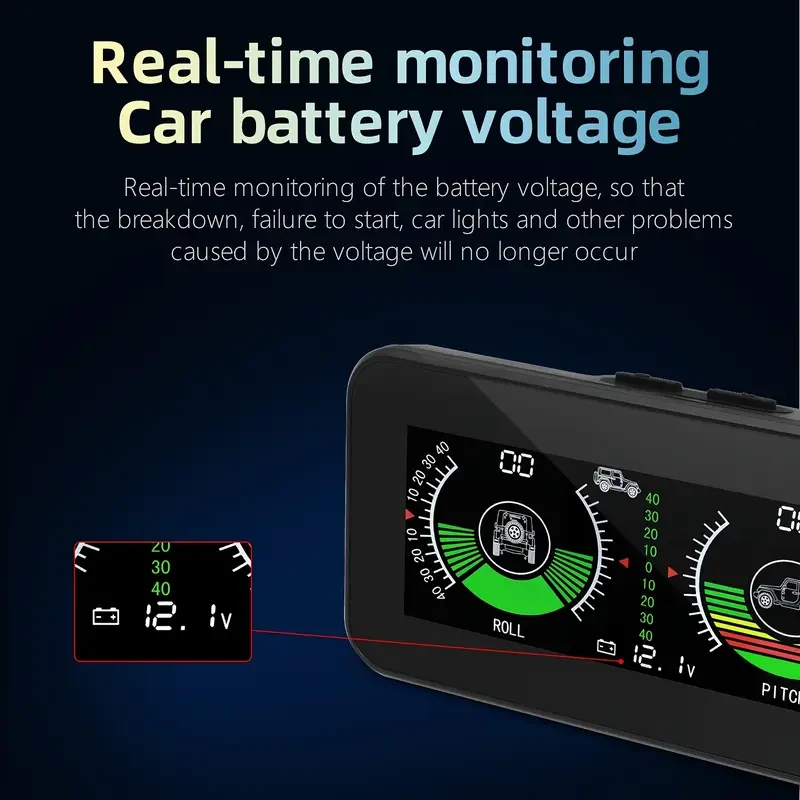 Vgate Car Inclinometer & HUD - Digital Slope Meter with Voltage Display