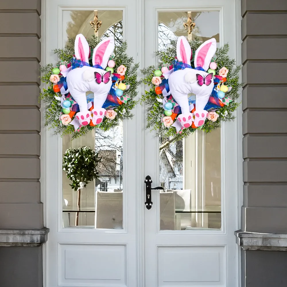 Easter Ornament Rabbit Wreath For Home Decoration