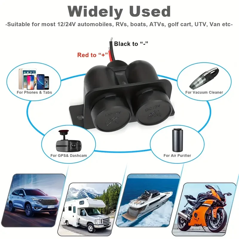 12V Blade Fuse Car Plug Socket with Dual Outlet