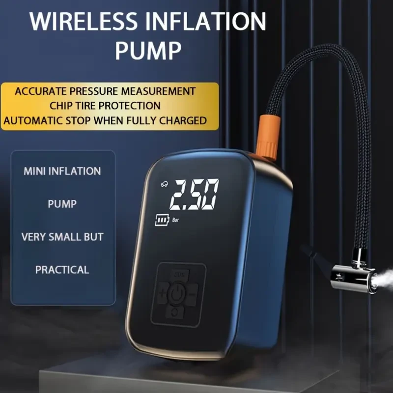 Digital Display Portable Air Compressor with USB Charging & LED Light
