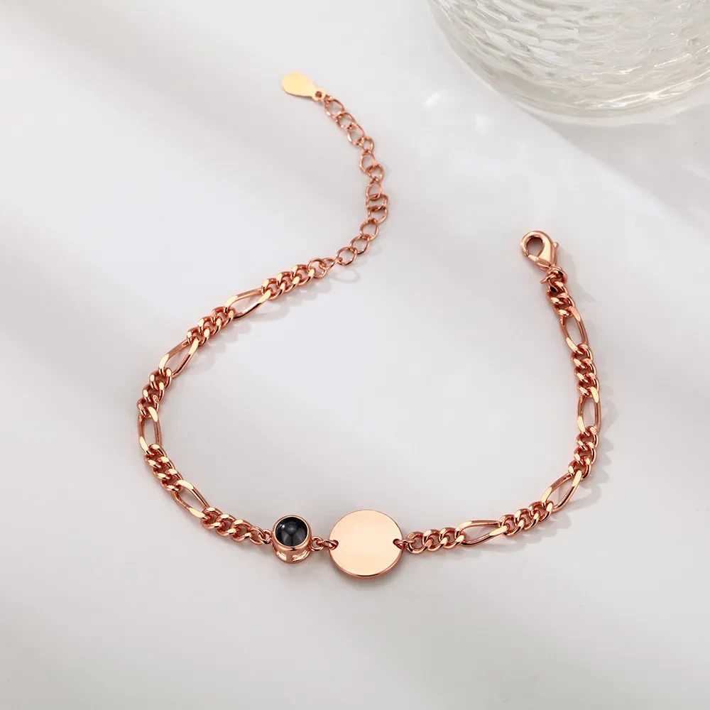 Round Brand Personalized Color Photo Projection Bracelet