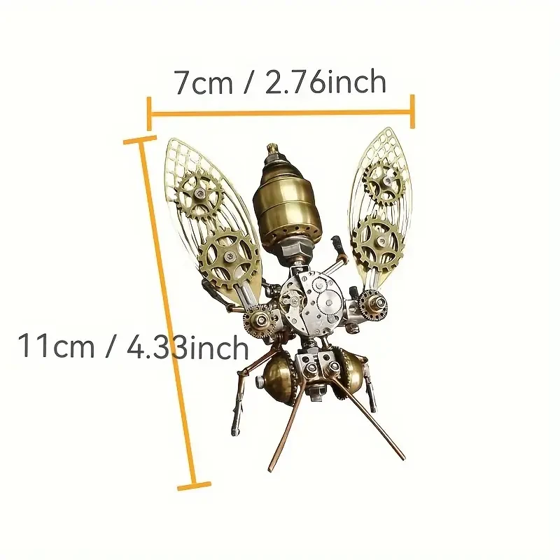 Steampunk Mechanical Bee 3D Puzzle - Golden Metal Insect Model Kit for DIY Craft