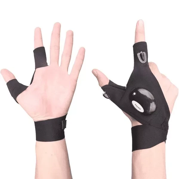 LED Flashlight Waterproof Fingerless Gloves