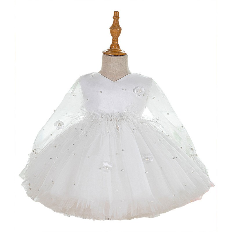 White Girl One Year Old Celebration Dress Tulle Tutu Skirt