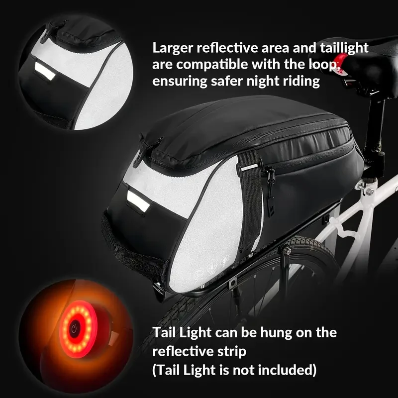 8L Superfine Fabric Reflective Rear Rack Bag