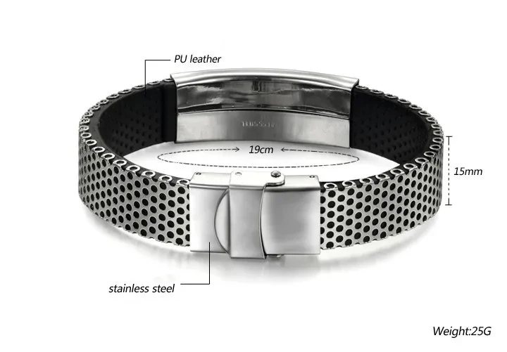 Men's titanium leather bracelet