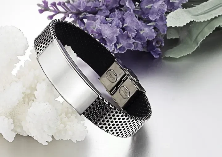 Men's titanium leather bracelet