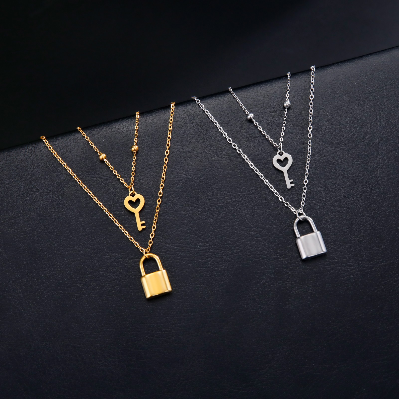 Skyrim Key Padlock Pendant Stainless Steel Necklace