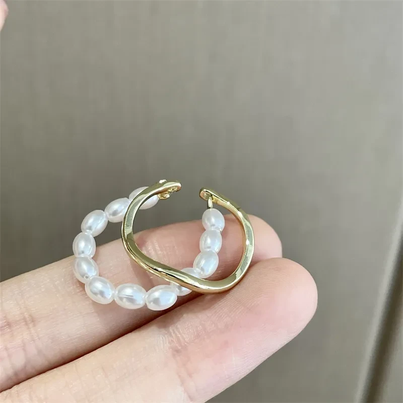 Women's Shaped Small Rice-shaped Beads Oval Pearl Ring