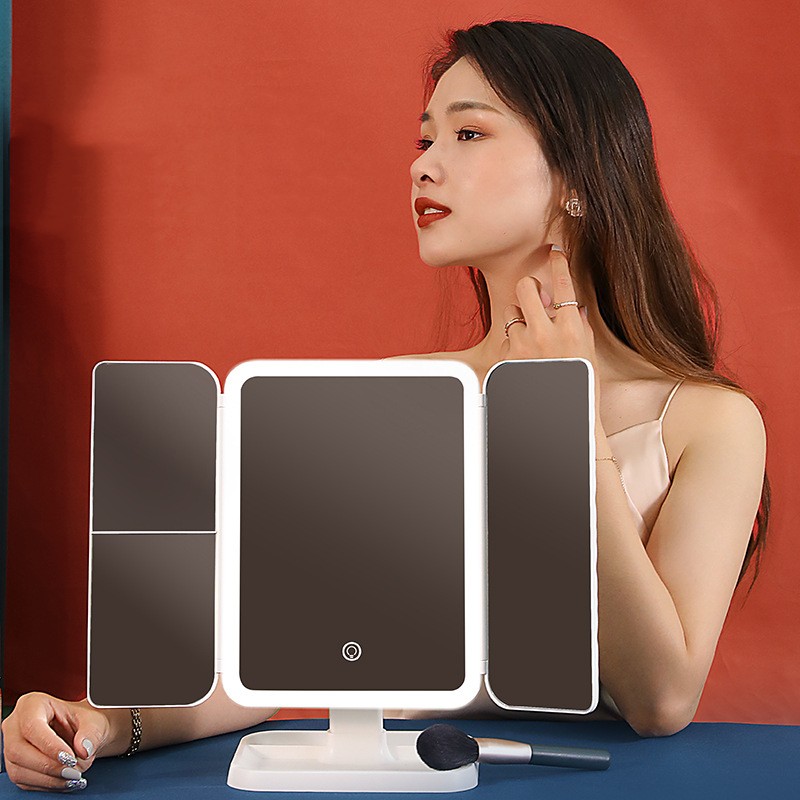 Trifold LED Makeup Mirror