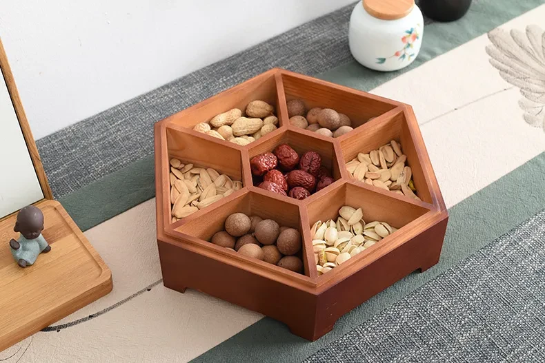 Tray nut Storage Divided Grid With Lid Dried Fruit Box