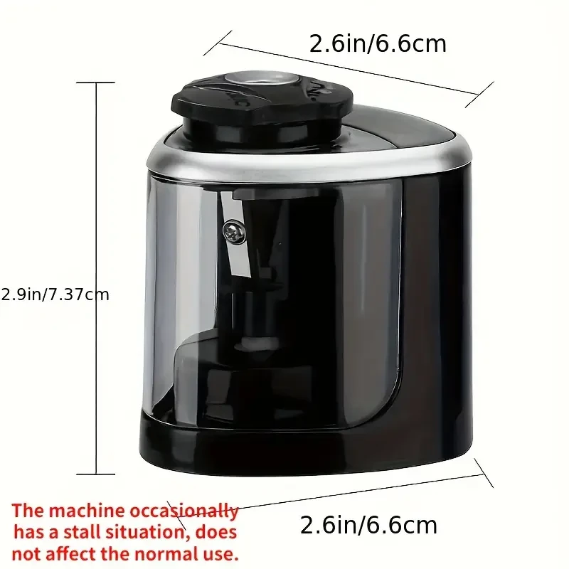Sleek Black Electric Pencil Sharpener with Auto-Stop Feature