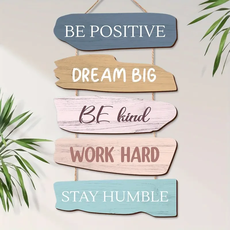 5pcs Inspirational Wooden Sign Set
