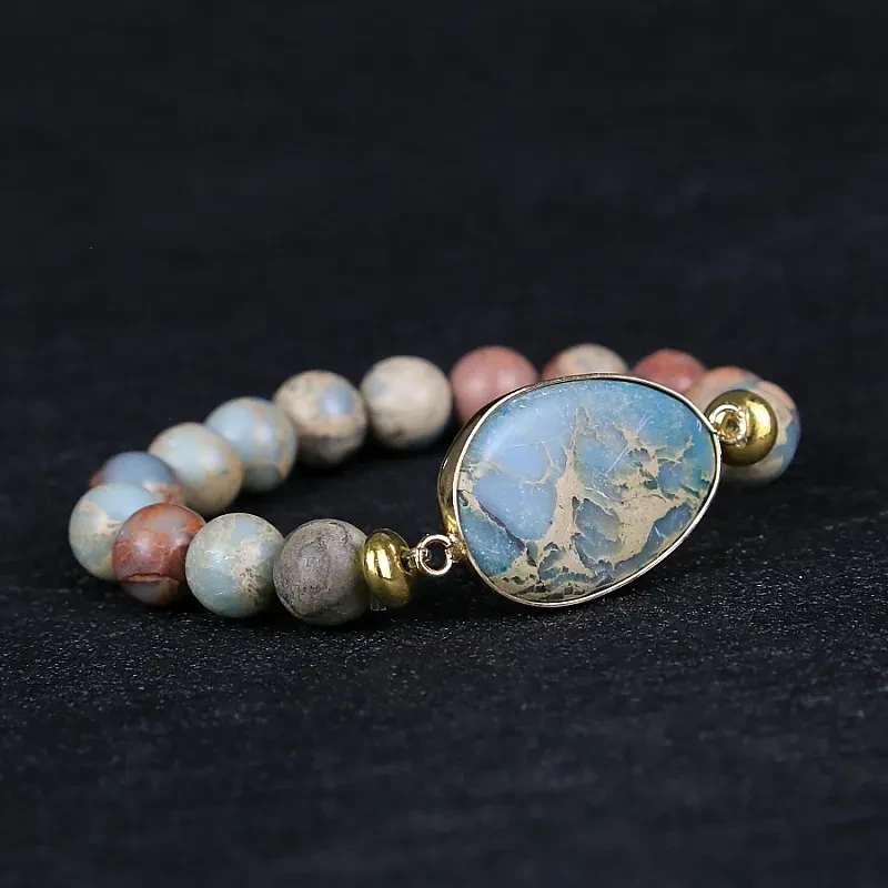 Retro Shoushan Stone Bracelet Men And Women Beaded Natural Stone