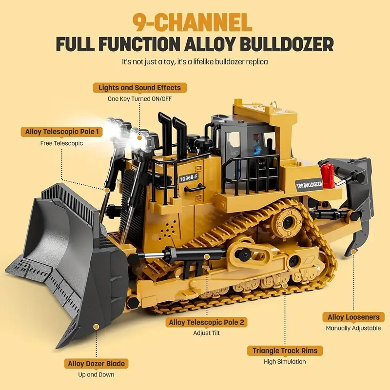 9 Channels Remote Control Bulldozer 2.4Ghz RC