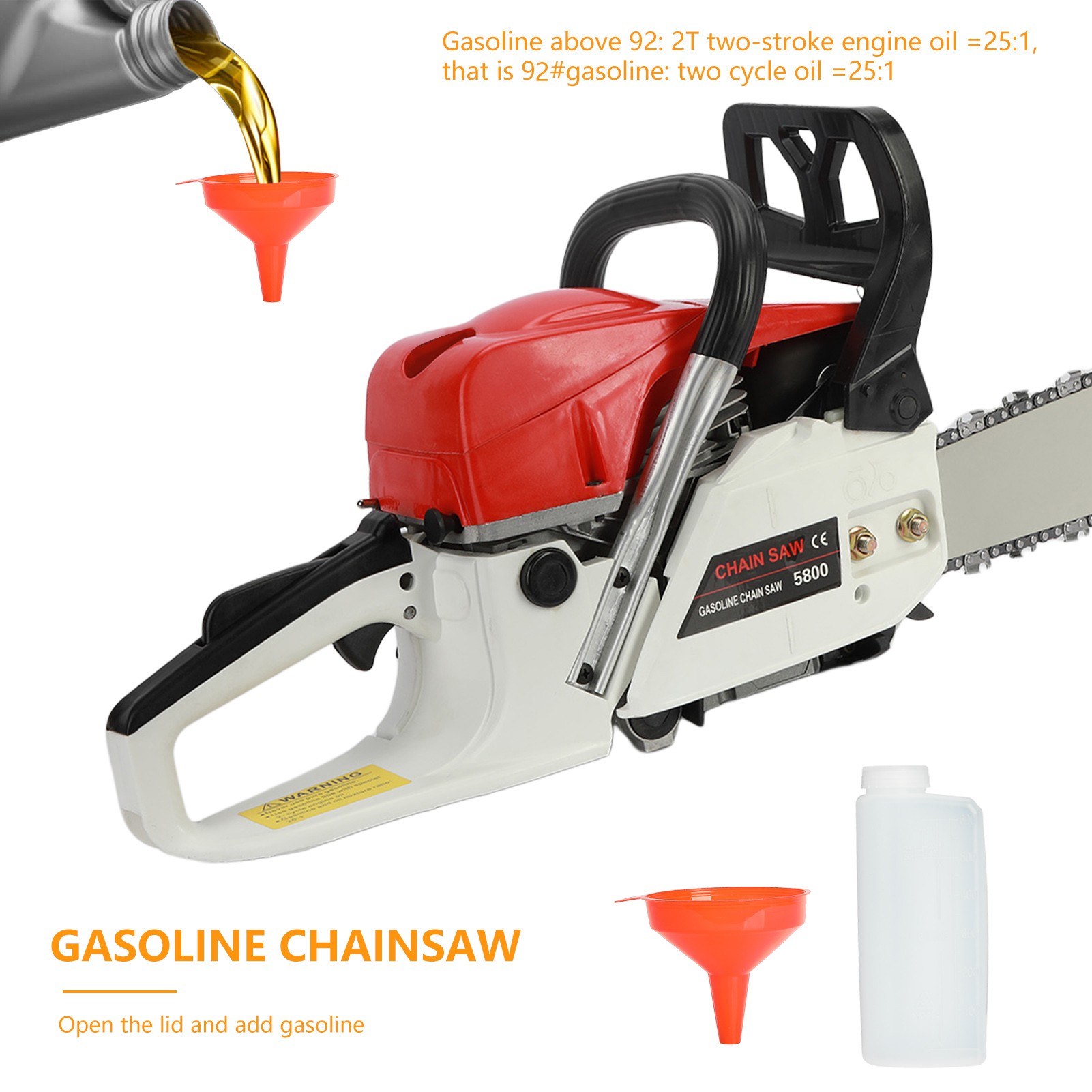 21.67-Inch High-Powered Versatile 58-Cubic-Centimeter Rust-Resistant Wood Chainsaw for Wood Cutting