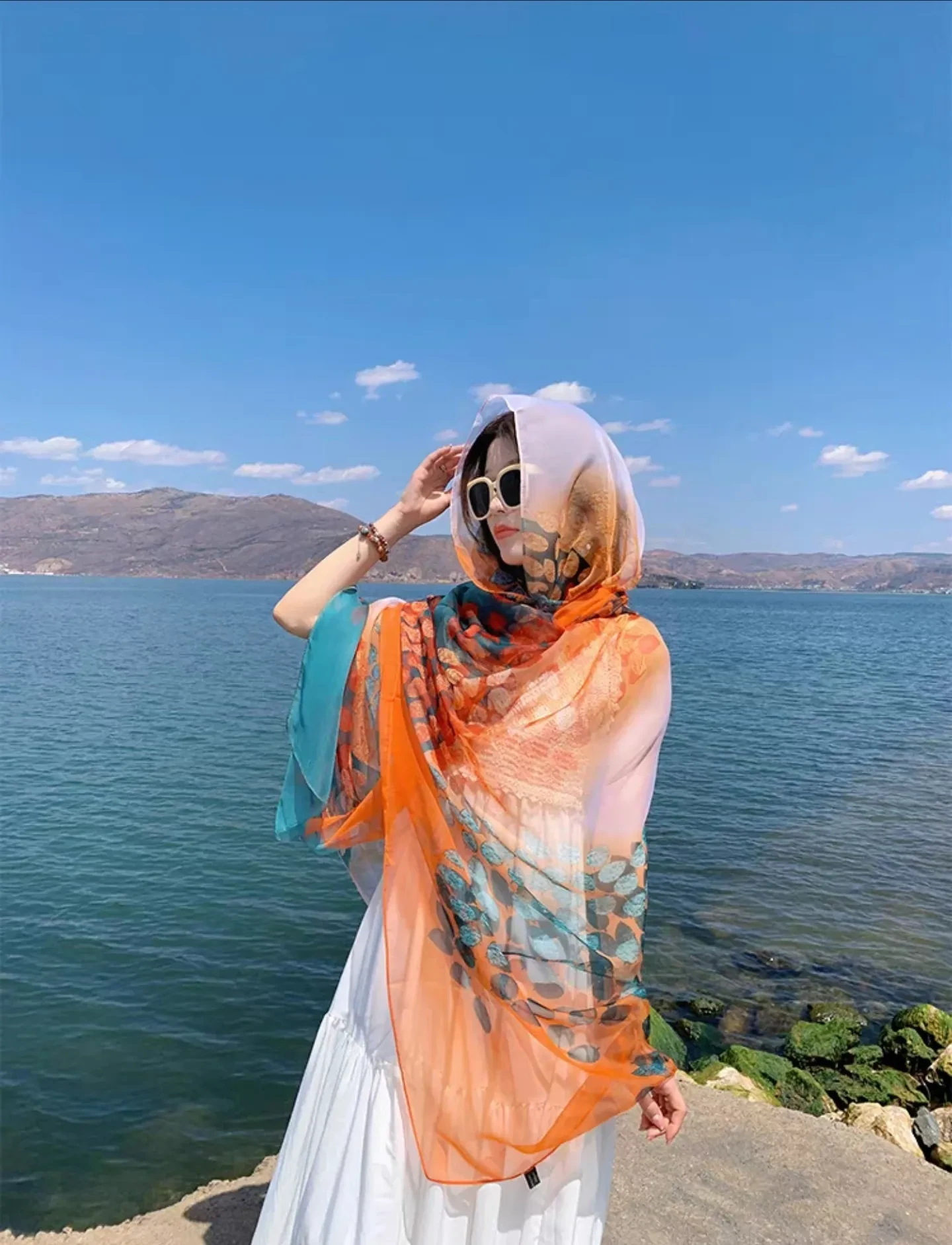 Yourou Yarn Scarf Large Size Printed Beach Towel