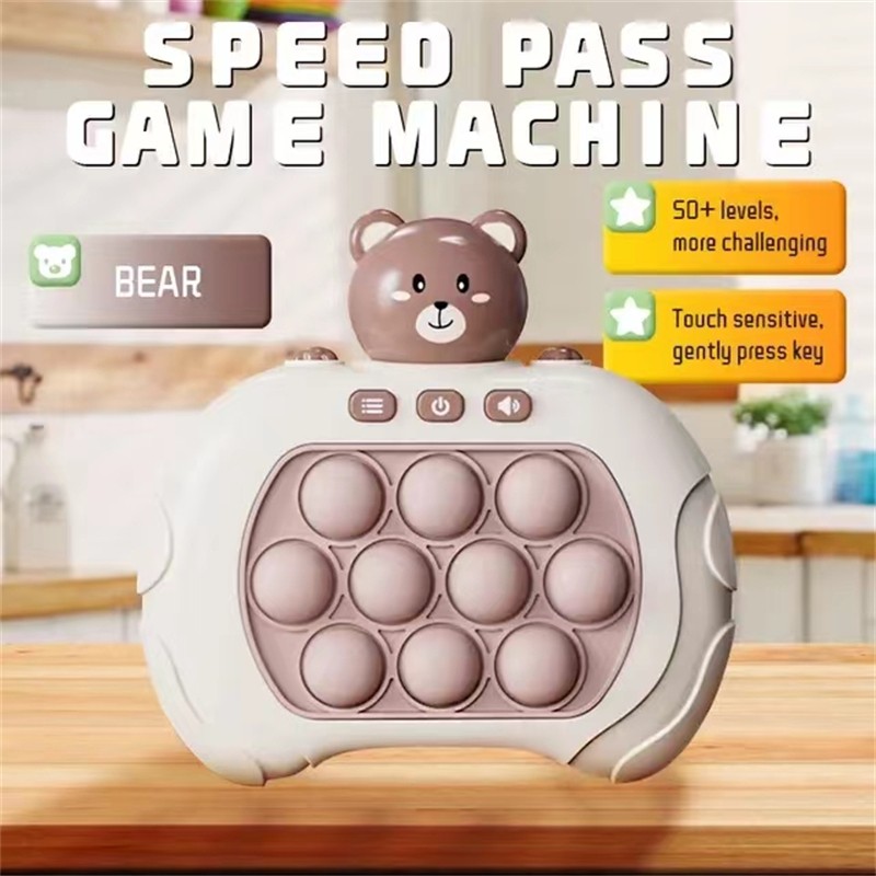 Quick Push Bubbles Game Machine Kids Cartoon Fun Whac-A-Mole Squeezing Anti-Stress Sensory Bubble Pop Fidget Toy