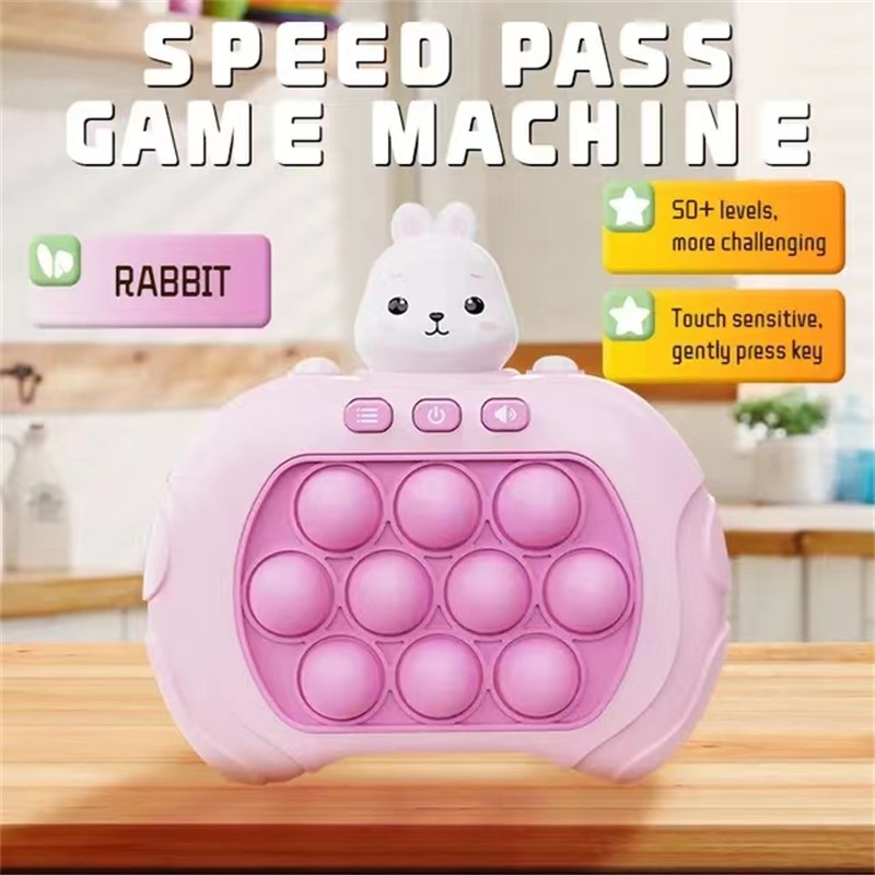 Quick Push Bubbles Game Machine Kids Cartoon Fun Whac-A-Mole Squeezing Anti-Stress Sensory Bubble Pop Fidget Toy