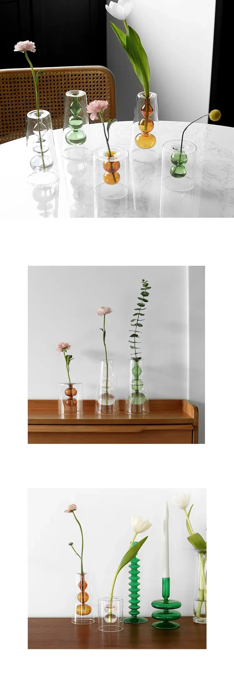 Retro Stained Glass Vase Gourd Hydroponic Flower Plant