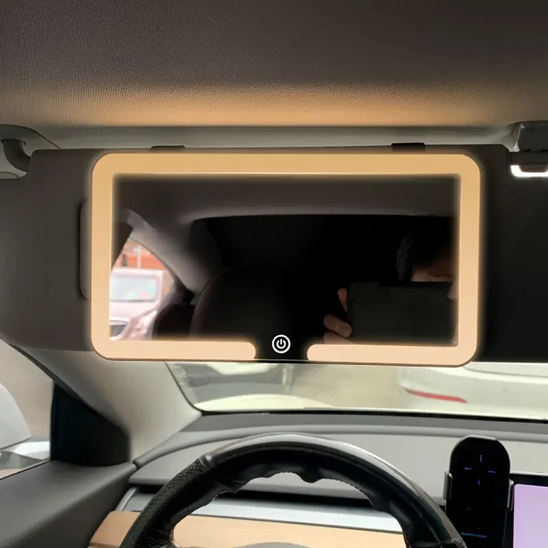 Car Visor Makeup Mirror, Tri-Color Lighting
