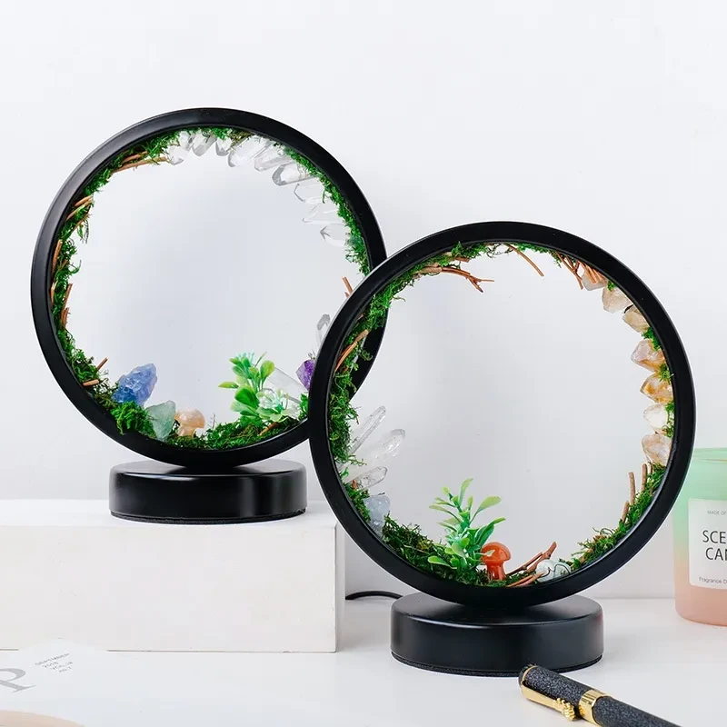 Natural Crystal Stone Forest Ecological Atmosphere Round Night Light