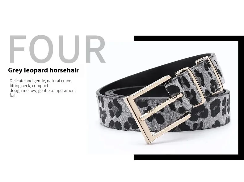 Female Ornament Creative Style Leopard Print Horse Hair Belt