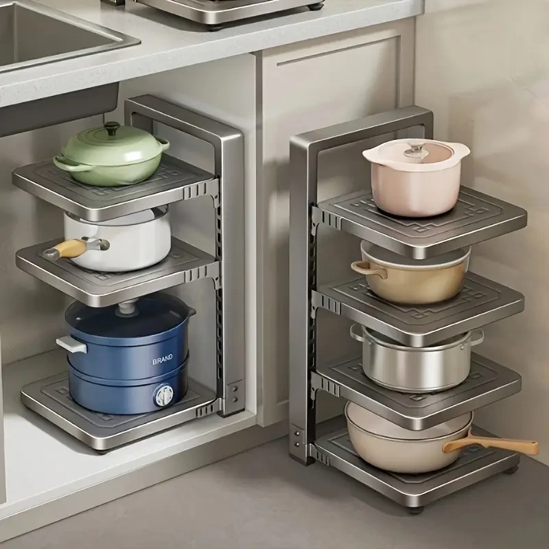 Multi-Tier Metal Pot Rack Organizer
