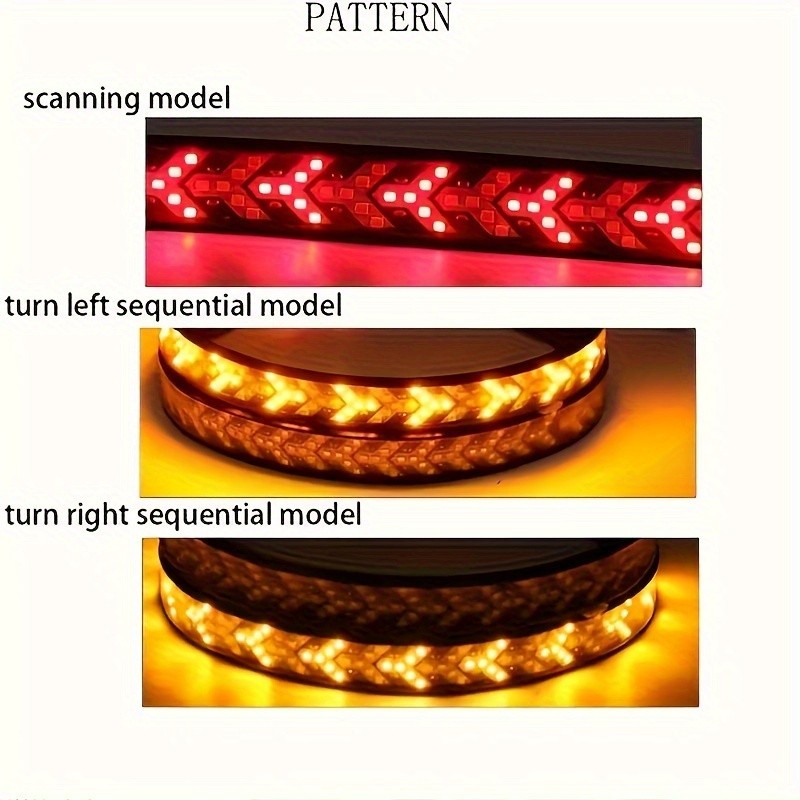 1PC Arrow 60-Inch Car LED Light Bar 12V Sequential Amber LED Waterproof Flexible Light
