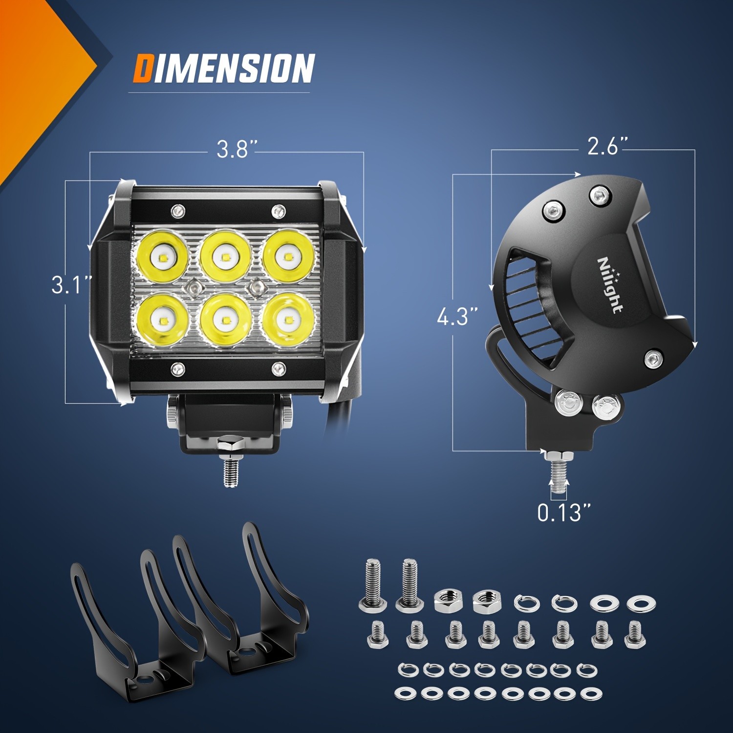 2PCS 18W Nilight TZ-109 High-Intensity LED Light Bar