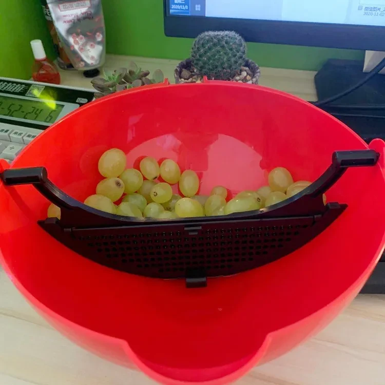Fruit And Vegetable Cleaning And aDraining Tool 360 Degree Rotating Kitchen Drainer