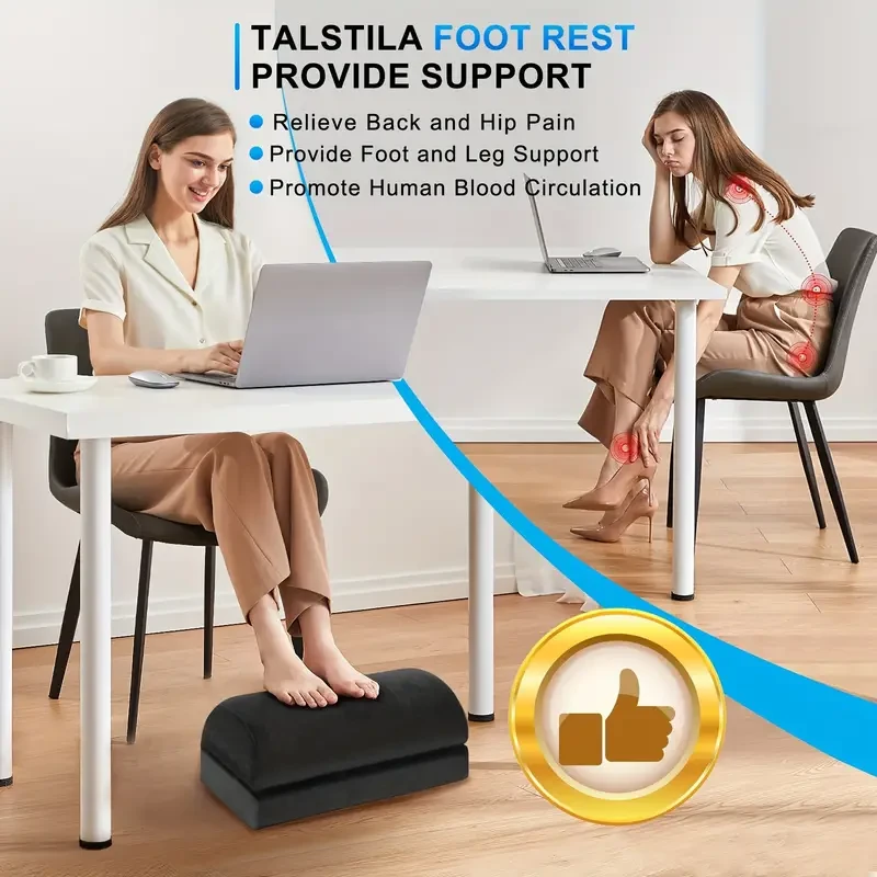 Adjustable Height Office Footrest with Warm Foot Pocket