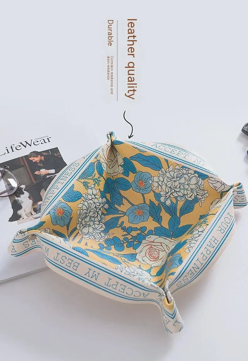 Tray PU Leather Nut Snap Sundries Storage Box