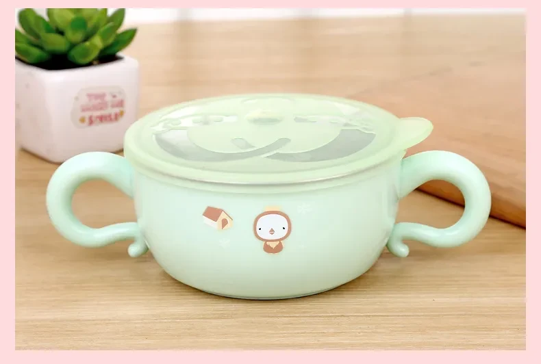 Fall Insulation Bowl Baby Double-Layer Insulation Bowl Baby Food Supplement Bowl