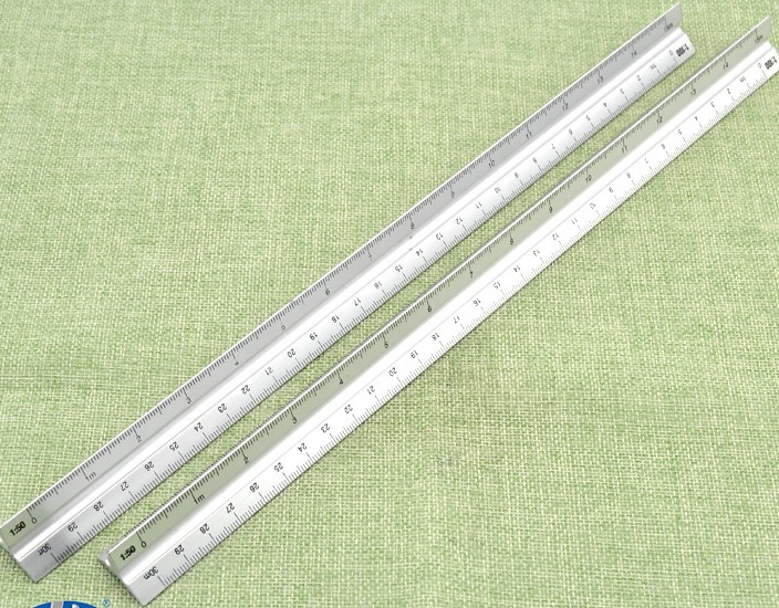 30cm Metal Silver Architect Technical Triangle Ruler