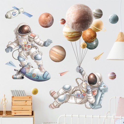 Astronaut Starry Sky Stickers Earth NAS Wall Decoration Background