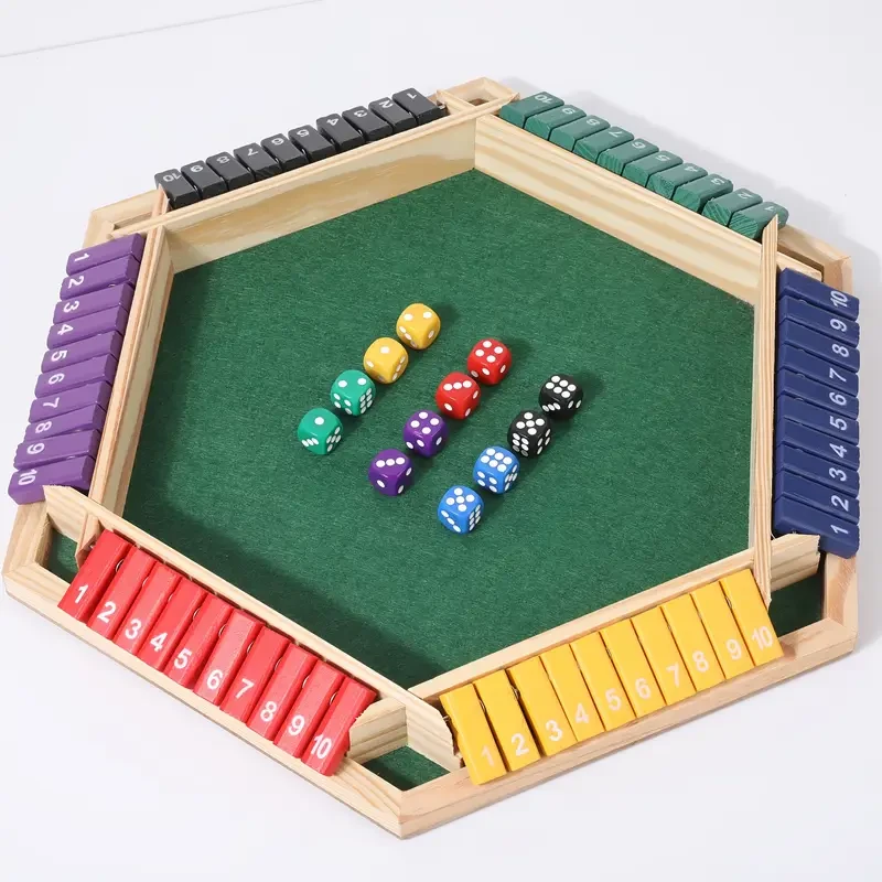 Shut The Box 6-Player Game Set with Extra Dice