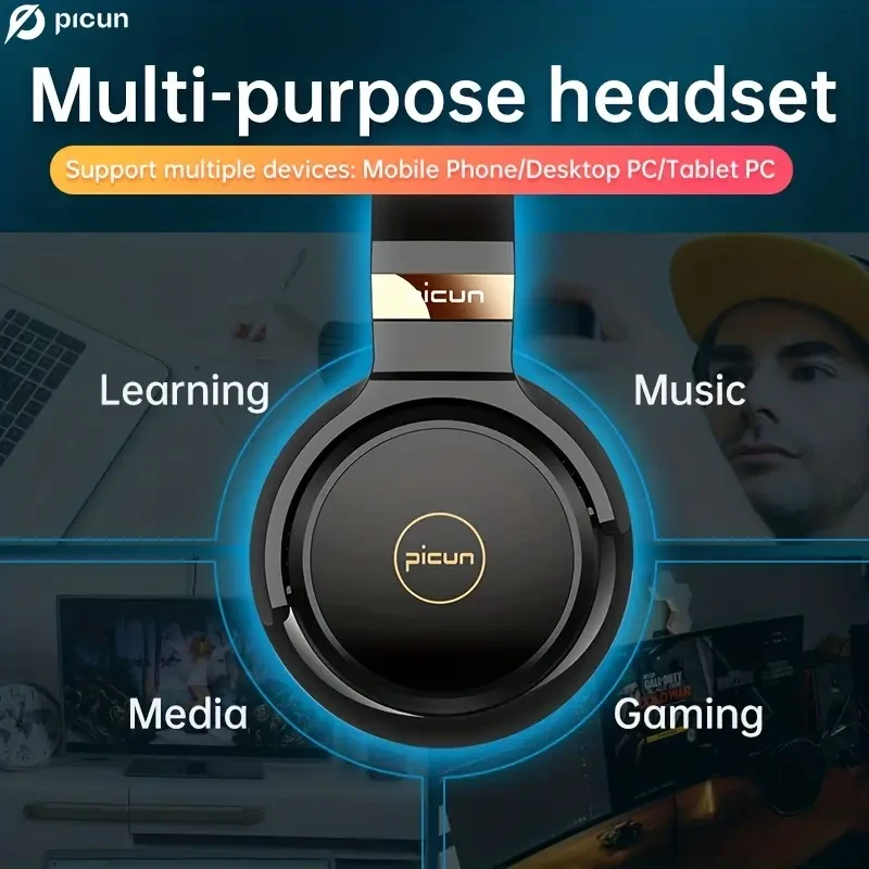 Picun C60 Wired On-Ear Headphones with Microphone