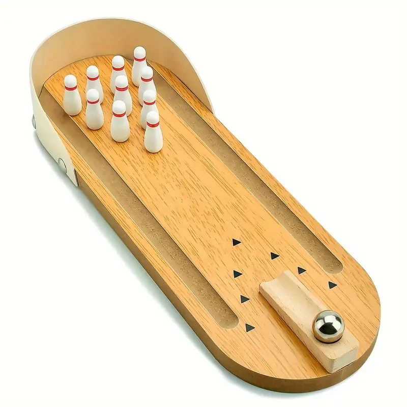10-Pin Wooden Mini Tabletop Bowling Game Set