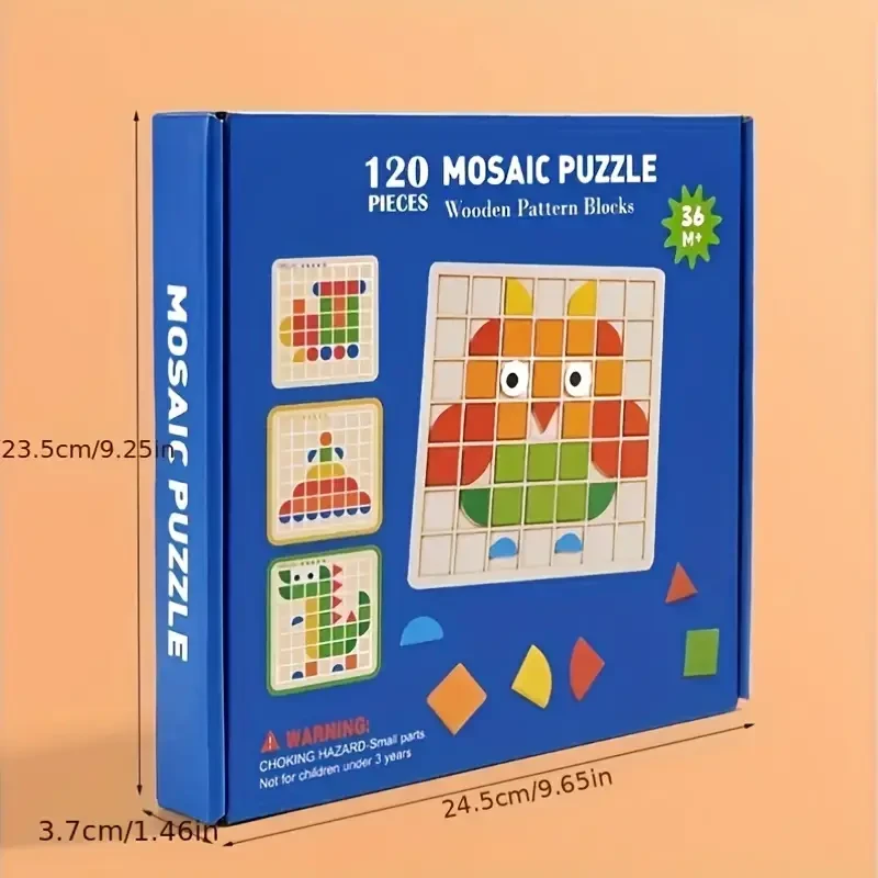 120pcs 3D Mosaic Puzzle Set - Wooden Toys