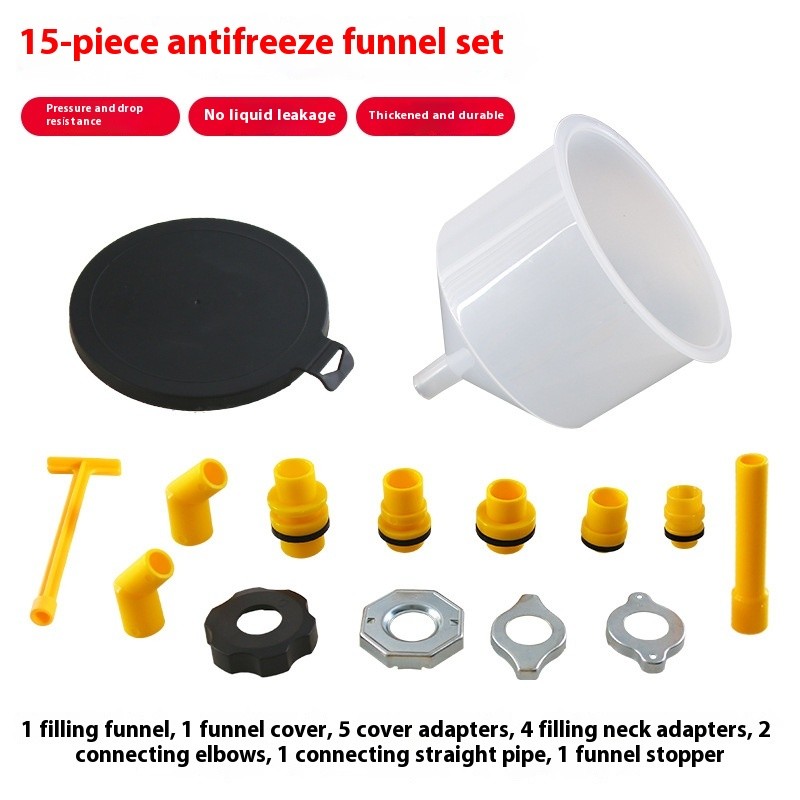 15 Piece Set Of Coolant Plastic Funnel Antifreeze