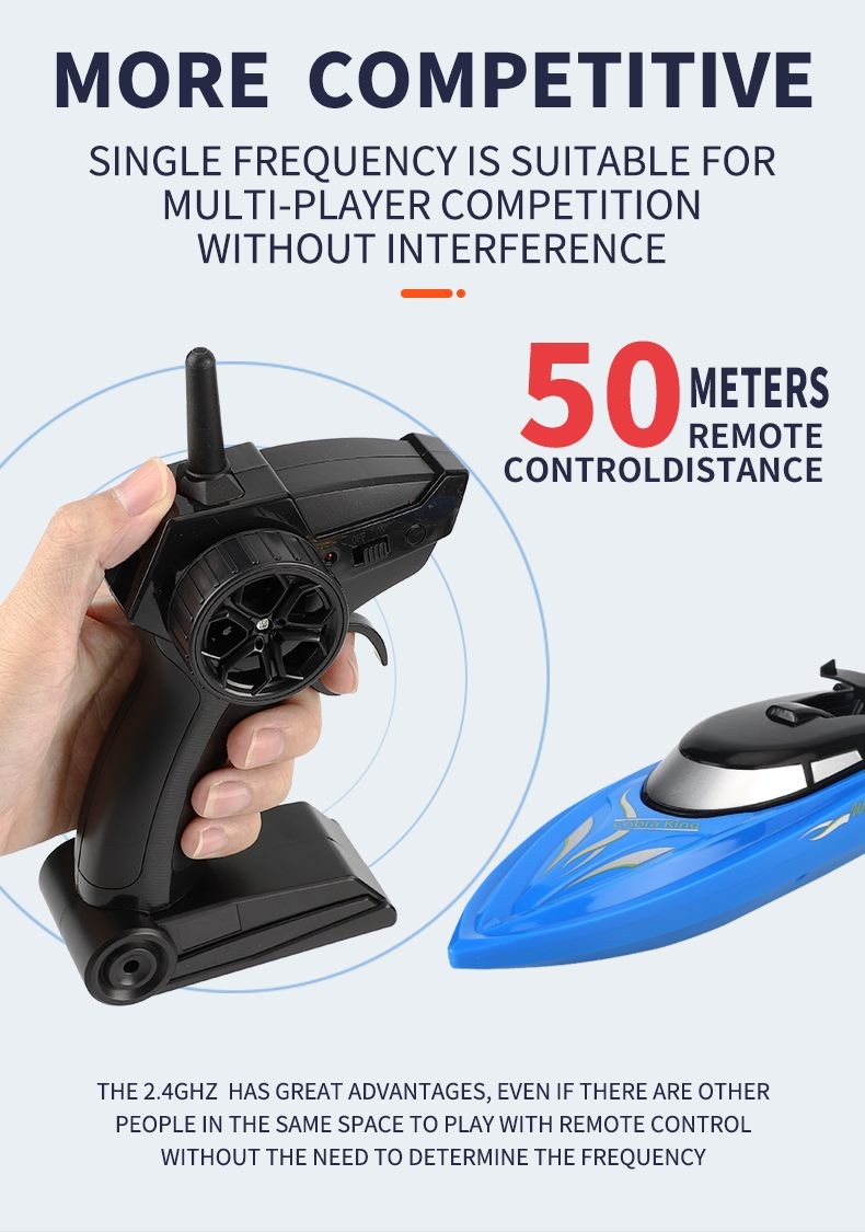 RC Boat, 2.4GB Long lasting Remote Boat, Rechargeable, Black
