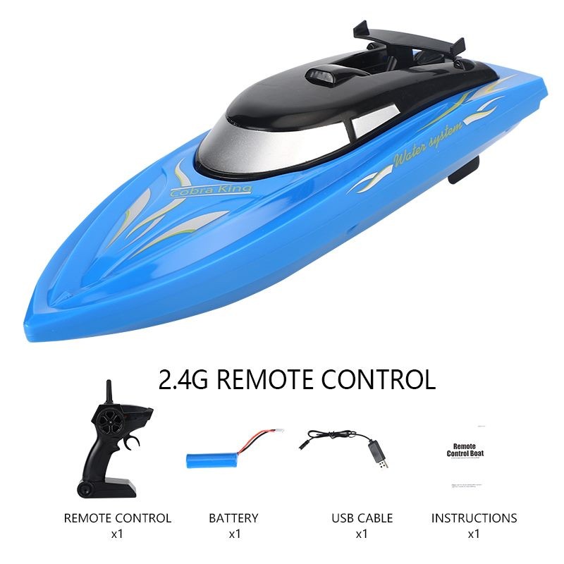 RC Boat, 2.4GB Long lasting Remote Boat, Rechargeable, Black