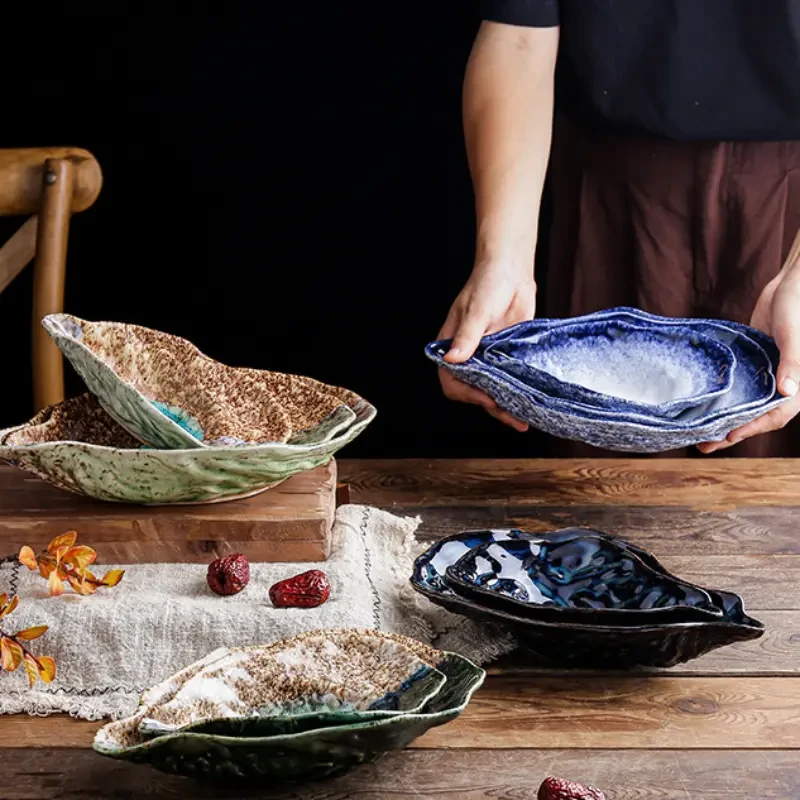 2pcs Oyster Shell Shaped Ceramic Dessert Plates