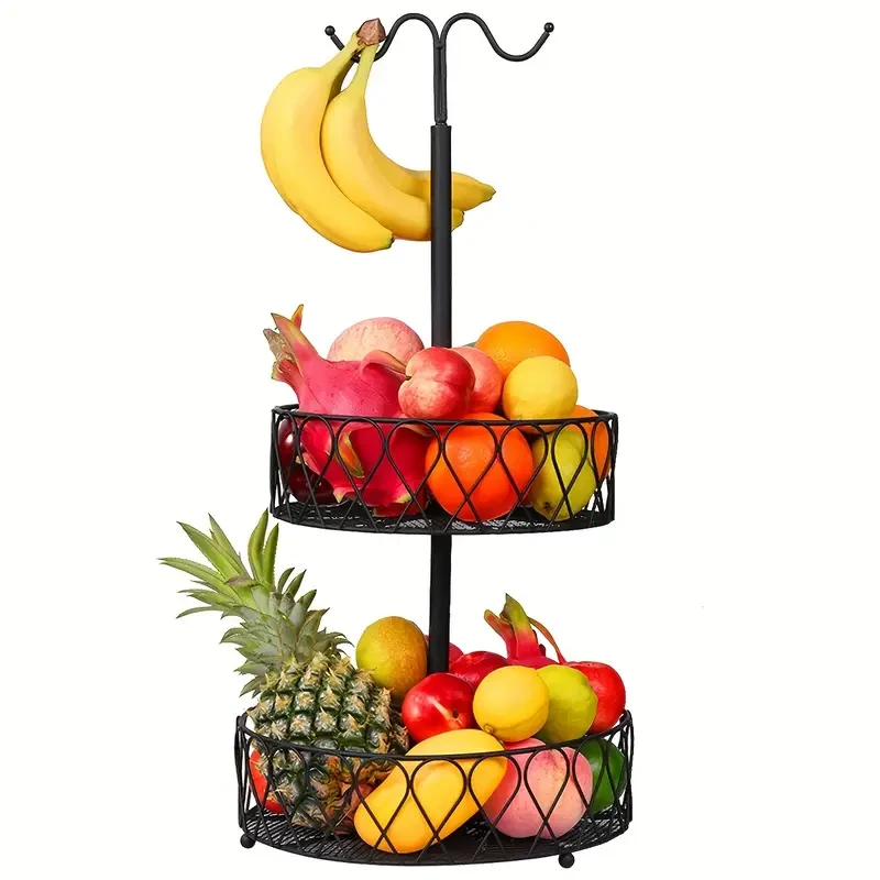 2-Tier Fruit Basket Bowl With Banana Hanger