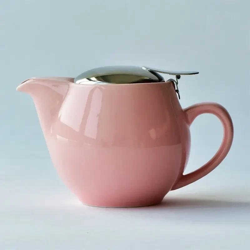 6 Colors 350ml Ceramic Teapot with Stainless Steel Lid & Extra-Fine Infuser