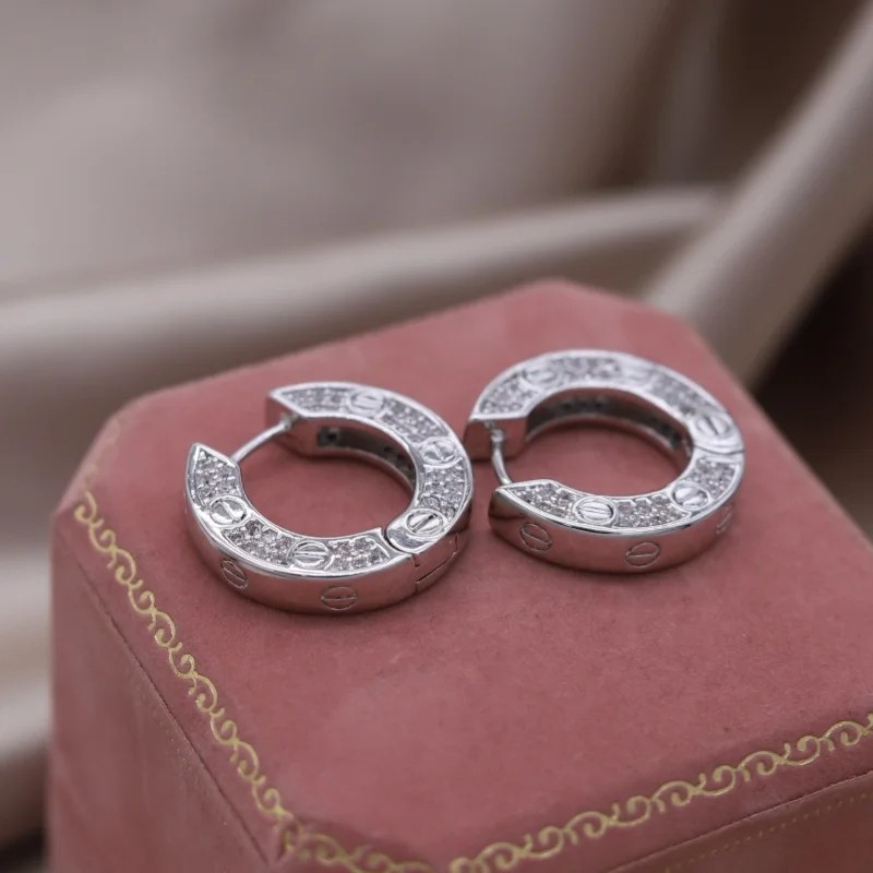 South Korea New Design Fashion Jewelry 18K Gold Plated Round Zircon Earrings